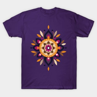 Boho Flower Ornament Purple Shades T-Shirt